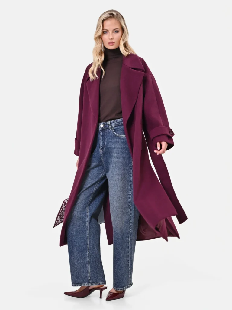 Rinascimento – Cappotto a vestaglia con cintura, bordeaux – Piero Lepro Store, Barcellona P.G.