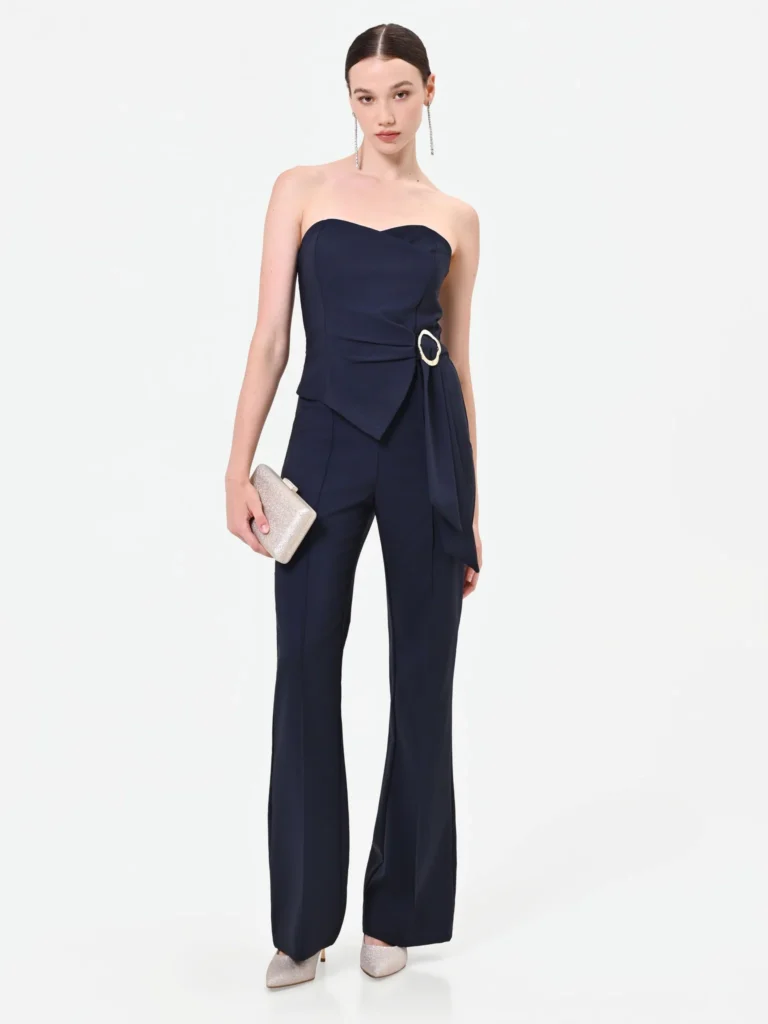 Rinascimento – Tuta con bustino e drappeggio, blu navy – Piero Lepro Store, Barcellona P.G.
